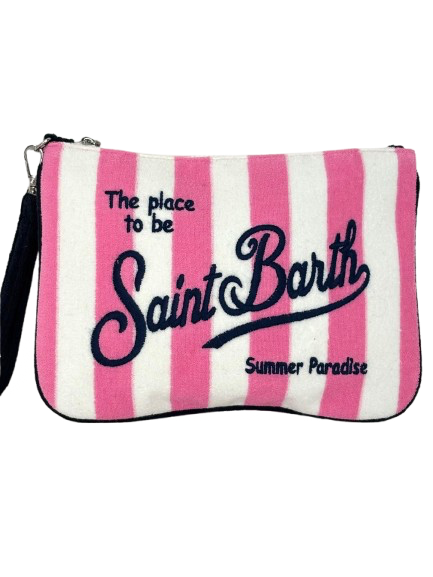 POCHETTE IN SPUGNA A RIGHE ROSA