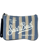 Carica l&#39;immagine nel visualizzatore di Gallery, POCHETTE IN SPUGNA A RIGHE AZZURRA

