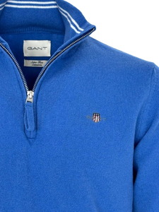 PULLOVER UOMO BLU CON CERNIERA 100% LANA