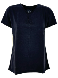 T-SHIRT DONNA NERA CON LOGO FRONTALE