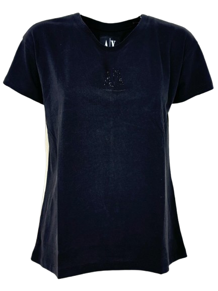 T-SHIRT DONNA NERA CON LOGO FRONTALE