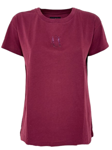 T-SHIRT DONNA BORDEAUX CON LOGO FRONTALE