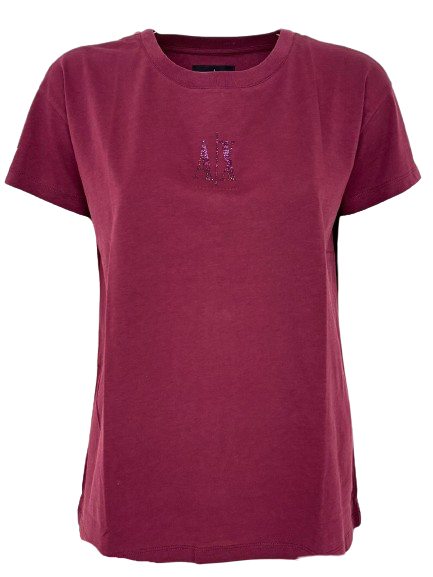 T-SHIRT DONNA BORDEAUX CON LOGO FRONTALE