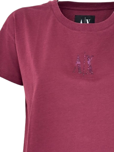 T-SHIRT DONNA BORDEAUX CON LOGO FRONTALE