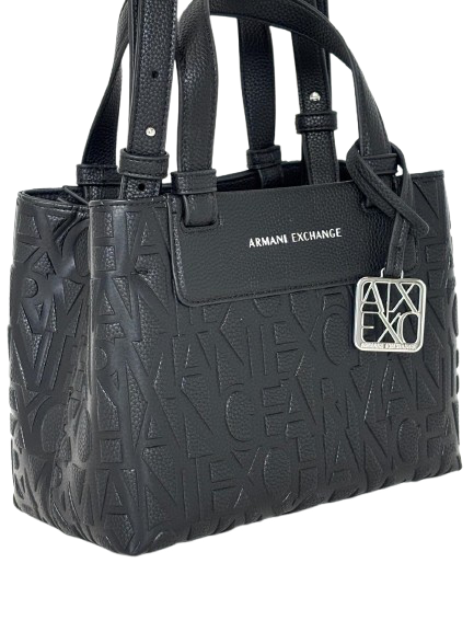 BORSA NERA ECO-PELLE CON FIBBIA-LOGO