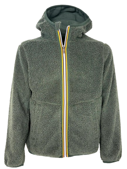 GIUBBINO UOMO TEDDY VERDE CON CAPPUCCIO