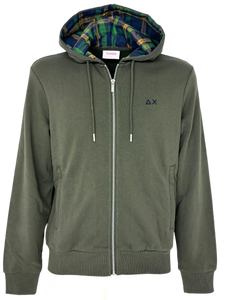 FELPA UOMO VERDE MILITARE CON CAPPUCCIO