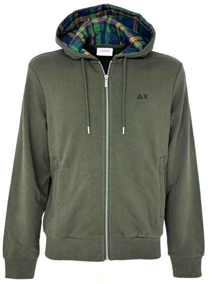 FELPA UOMO VERDE MILITARE CON CAPPUCCIO