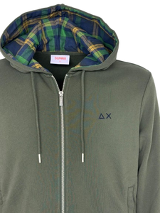 FELPA UOMO VERDE MILITARE CON CAPPUCCIO