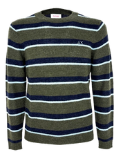 Carica l&#39;immagine nel visualizzatore di Gallery, PULLOVER UOMO A RIGHE VERDE/BLU
