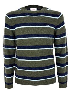PULLOVER UOMO A RIGHE VERDE/BLU