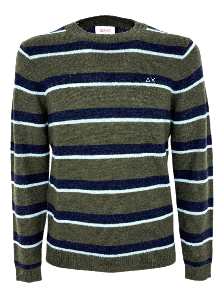 PULLOVER UOMO A RIGHE VERDE/BLU