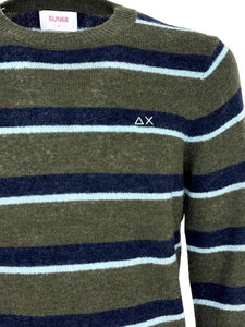 PULLOVER UOMO A RIGHE VERDE/BLU