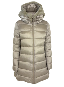 GIUBBINO DONNA BEIGE LUNGO IN ECO-PIUMA