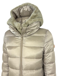 GIUBBINO DONNA BEIGE LUNGO IN ECO-PIUMA