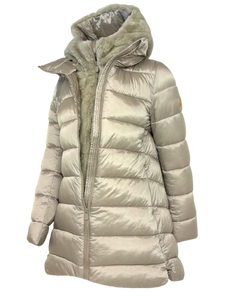 GIUBBINO DONNA BEIGE LUNGO IN ECO-PIUMA