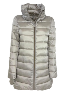 GIUBBINO DONNA LUNGO GRIGIO IN ECO-PIUMA