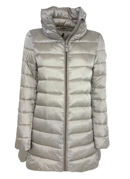 GIUBBINO DONNA LUNGO GRIGIO IN ECO-PIUMA