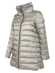 GIUBBINO DONNA LUNGO GRIGIO IN ECO-PIUMA