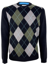 Carica l&#39;immagine nel visualizzatore di Gallery, PULLOVER UOMO GIROCOLLO FANTASIA A ROMBI
