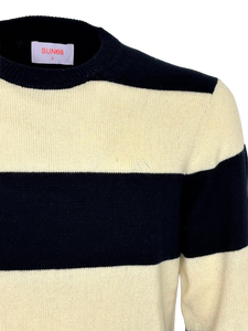 PULLOVER UOMO GIROCOLLO BEIGE/NERO