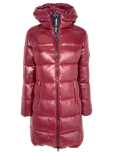 Carica l&#39;immagine nel visualizzatore di Gallery, GIUBBINO DONNA ROSSO LUNGO IN ECO-PIUMA
