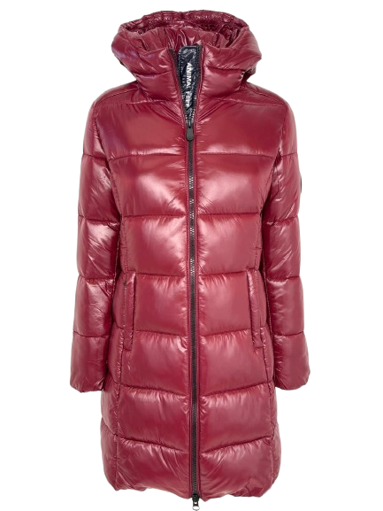 GIUBBINO DONNA ROSSO LUNGO IN ECO-PIUMA