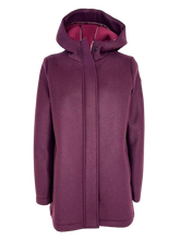 Carica l'immagine nel visualizzatore di Gallery, CAPPOTTO DONNA BORDEAUX CON CAPPUCCIO
