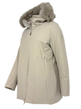 Carica l'immagine nel visualizzatore di Gallery, GIUBBINO DONNA BEIGE CON CAPPUCCIO
