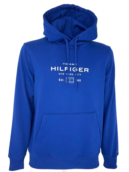 FELPA UOMO BLU ELETTRICO CON CAPPUCCIO