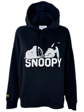 Carica l&#39;immagine nel visualizzatore di Gallery, FELPA DONNA NERA CON CAPPUCCIO SNOOPY

