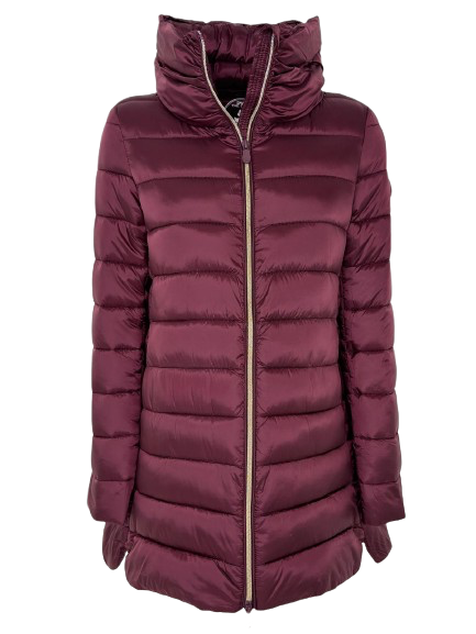GIUBBINO DONNA LUNGO BORDEAUX IN ECO-PIUMA