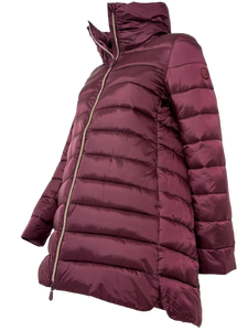 GIUBBINO DONNA LUNGO BORDEAUX IN ECO-PIUMA