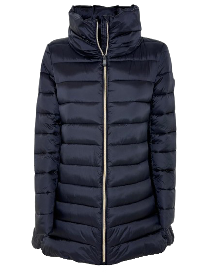 GIUBBINO DONNA LUNGO NERO IN ECO-PIUMA