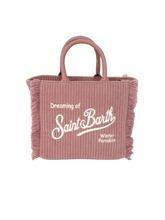 Carica l&#39;immagine nel visualizzatore di Gallery, BORSA ROSA VELLUTO CON LOGO BIANCO
