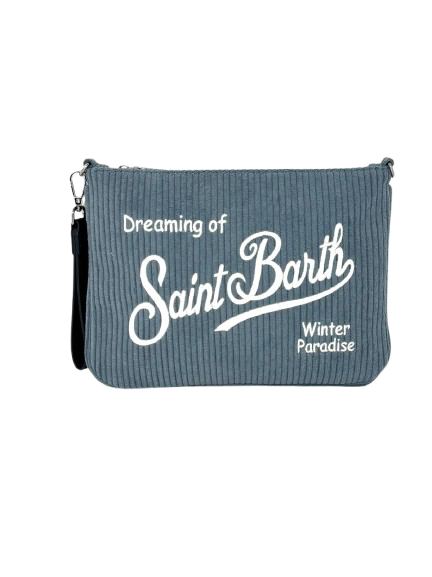 POCHETTE AZZURRA VELLUTO CON LOGO BIANCO (Copia)