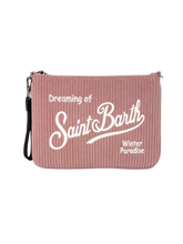 Carica l&#39;immagine nel visualizzatore di Gallery, POCHETTE ROSA VELLUTO CON LOGO BIANCO
