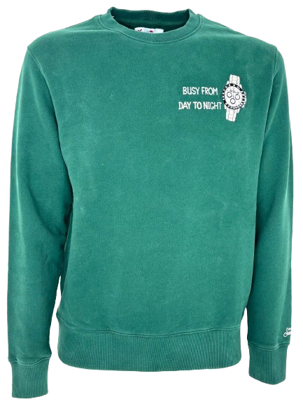 FELPA UOMO VERDE BUSY FROM DAY TO NIGHT