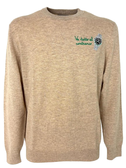 PULLOVER UOMO BEIGE VA TUTTO AL CONTRARIO