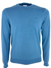 Carica l'immagine nel visualizzatore di Gallery, PULLOVER UOMO CELESTE 100% COTONE
