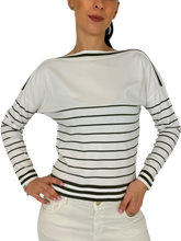 Carica l'immagine nel visualizzatore di Gallery, MAGLIA BIANCA A RIGHE VERDI
