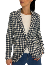 Carica l'immagine nel visualizzatore di Gallery, GIACCA DONNA TWEED PIEDDE POULE BLU
