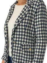 Carica l'immagine nel visualizzatore di Gallery, GIACCA DONNA TWEED PIEDDE POULE BLU
