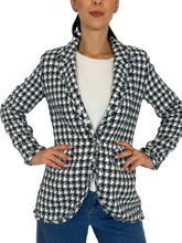 Carica l'immagine nel visualizzatore di Gallery, GIACCA DONNA TWEED PIEDDE POULE BLU
