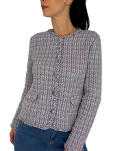 Carica l'immagine nel visualizzatore di Gallery, GIACCA DONNA AZZURRA TESSUTO TWEED

