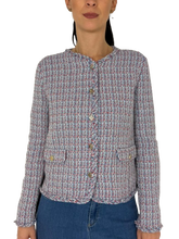 Carica l'immagine nel visualizzatore di Gallery, GIACCA DONNA AZZURRA TESSUTO TWEED
