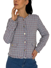 Carica l'immagine nel visualizzatore di Gallery, GIACCA DONNA AZZURRA TESSUTO TWEED
