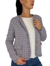 Carica l'immagine nel visualizzatore di Gallery, GIACCA DONNA AZZURRA TESSUTO TWEED
