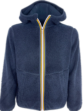 Carica l'immagine nel visualizzatore di Gallery, GIUBBINO UOMO TEDDY BLU CON CAPPUCCIO
