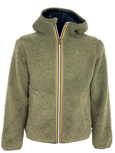 Carica l'immagine nel visualizzatore di Gallery, GIUBBINO UOMO TEDDY VERDE MILITARE CON CAPPUCCIO
